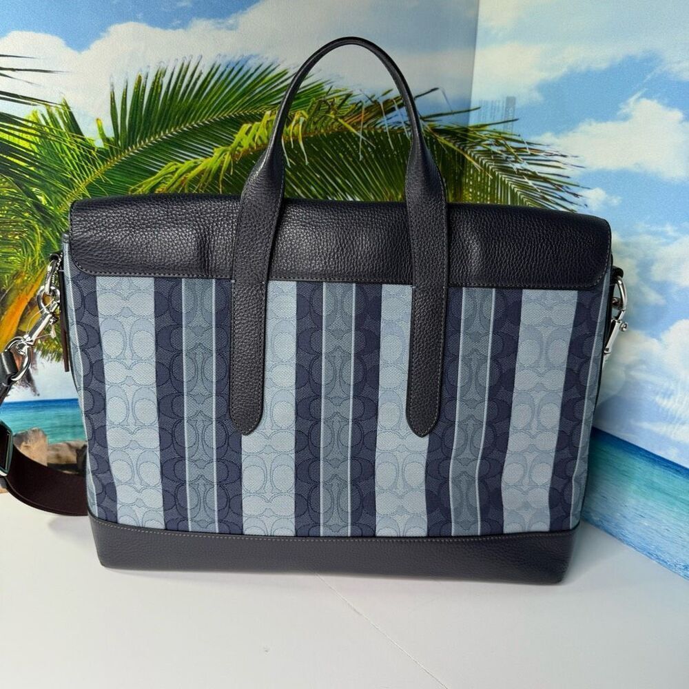 Coach M2161 Hamilton Portfolio Briefcase Tote in Signature Canvas, Blue NWOT - Picture 3 of 16